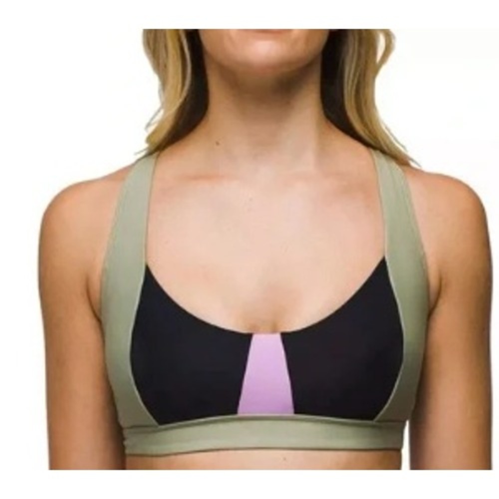 Prana Tulum Top Black Color Block Sport Bra Swim‎ Bikini Top XL